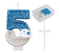 Bougie d'Anniversaire Thème l'Espace, Brillante Numéro Bougies d'Anniversaire d'Astronaute Décoration Gâteau Vaisseau Spatial Décorations Gâteaux et Cadeaux Fête pour l'Univers(Numéro 5)