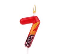 Bougie d'Anniversaire Thème Voitures Course, Bougie Numéro Forme Voiture Course Rouge Décoration Gâteau Parfaite pour Anniversaires et Fêtes à Thème(Numéro 7)