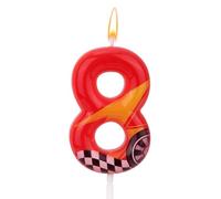 Bougie d'Anniversaire Thème Voitures Course, Bougie Numéro Forme Voiture Course Rouge Décoration Gâteau Parfaite pour Anniversaires et Fêtes à Thème(Numéro 8)