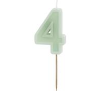 Bougie d'anniversaire verte en forme de chiffre 4 - parfaite pour le gâteau d'anniversaire de votre enfant ! D'une hauteur de 6 cm, elle ajoutera une touche colorée à ce jour spécial !
