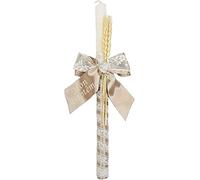 Bougie de baptême ou cierge blanc. Modèle Paris. Plusieurs couleurs disponibles. (Camel)