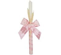 Bougie de baptême personnalisée - Cierge de baptême avec nom et date - Bougie de baptême decorée - Cierge baptismal - Modèlle Paris - Rose - Nenel