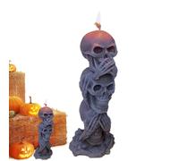 Bougie de crâne d'Halloween, Bougie squelette d'Halloween,Bougies de crâne Décorations d'horreur et nouveautés | Bougies décoratives Halloween 3 bougies avec figurines de tête de crâne