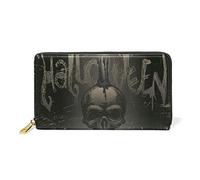 Bougie De Crâne d'halloween Portefeuille Zipper Long Bourse en Cuir Véritable avec Titulaire de la Carte de Crédit pour Téléphone Femmes Fille Hommes