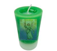 BOUGIE DE DÉVOTION ARCHANGE RAPHAËL. Couleur verte. Bougie de pétitions et de remerciements pour l'archange Raphaël. Lumière pour attirer la connaissance et la protection de l'archange