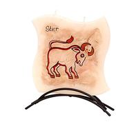 Bougie de excellente qualité, base métallique, 16 x 16cm signe: Taureau