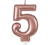 Bougie de fête Rose Or Nombre zéro Gâteau d'anniversaire Décoration Célébrant Unique Élégant Highlight Métallique Brillant, Couleur : RoseÉgold