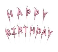 Bougie de Happy Birthday,Bougie Joyeux Anniversaire pour Decoration Gateau, Deco Accessoire Bougie Anniversaire pour Gâteau de Fête d'anniversaire (Or Rose)