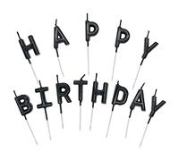 Bougie de Happy Birthday,Bougie Joyeux Anniversaire pour Decoration Gateau, Deco Accessoire Bougie Anniversaire pour Gâteau de Fête d'anniversaire (Noir)