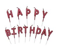 Bougie de Happy Birthday,Bougie Joyeux Anniversaire pour Decoration Gateau, Deco Accessoire Bougie Anniversaire pour Gâteau de Fête d'anniversaire (Rouge)