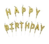 Bougie de Happy Birthday,Bougie Joyeux Anniversaire pour Decoration Gateau, Deco Accessoire Bougie Anniversaire pour Gâteau de Fête d'anniversaire (Or)