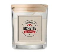 Bougie de la Meilleure Bichette du monde 1- Candle - Idée Bougie Cadeau Personnalisable Cadeau Anniversaire Fête Original Famille Travail Départ Collègue Retraite Noël.