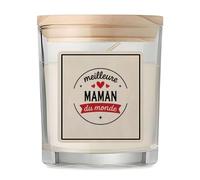 Bougie de la Meilleure Maman du monde 1- Candle - Idée Bougie Cadeau Personnalisable Cadeau Anniversaire Fête Original Famille Travail Départ Collègue Retraite Noël.