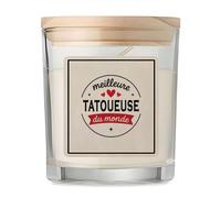 Bougie de la Meilleure Tatoueuse du monde 1- Candle - Idée Bougie Cadeau Personnalisable Cadeau Anniversaire Fête Original Famille Travail Départ Collègue Retraite Noël.