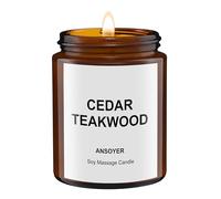 Bougie de massage ANSOYER : hydratante et nourrissante pour un spa à domicile，128g (Bois de teck, de cèdre)