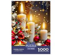 Bougie de Noël Puzzle 1000 Pièces - Puzzle Cozy Soir D’Hiver, Carton Premium, Challenge en Duo, Poster pour Déco, 38x26cm/1000pcs