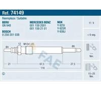 Bougie de préchauffage 74149 FAE pour MERCEDES-BENZ PUCH