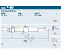 FAE 74164 Bougie de préchauffage pour LAND ROVER Defender SUV (L316)
