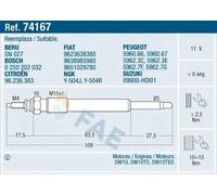 Bougie de préchauffage 74167 FAE pour CITROËN PEUGEOT SUZUKI FIAT LANCIA