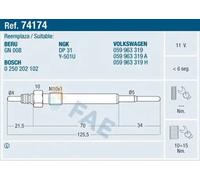 Bougie de préchauffage 74174 FAE pour AUDI VW SKODA