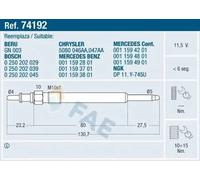 Bougie de préchauffage 74192 FAE pour MERCEDES-BENZ CHRYSLER JEEP