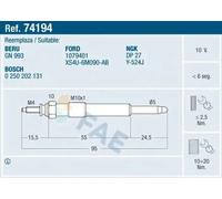 Bougie de préchauffage 74194 FAE pour FORD FOCUS I A trois volumes FOCUS I S-MAX