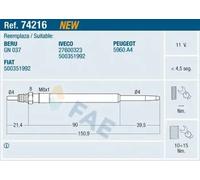 Bougie de préchauffage 74216 FAE pour FIAT IVECO