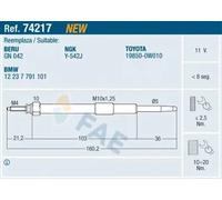 Bougie de préchauffage 74217 FAE pour TOYOTA MINI