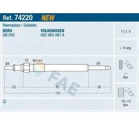 Bougie de préchauffage 74220 FAE pour VW LT 28-46 II Camion plate-forme/Châssis