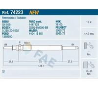 Bougie de préchauffage 74223 FAE pour FORD PEUGEOT CITROËN