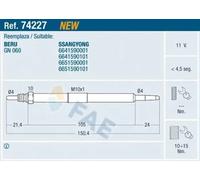 Bougie de préchauffage 74227 FAE pour SSANGYONG RODIUS I REXTON / REXTON II