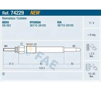 Bougie de préchauffage 74229 FAE pour KIA HYUNDAI