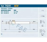 Bougie de préchauffage 74241 FAE pour MERCEDES-BENZ T-Model