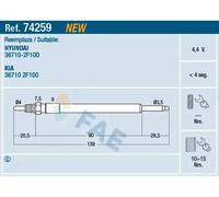 Bougie de préchauffage 74259 FAE pour KIA HYUNDAI