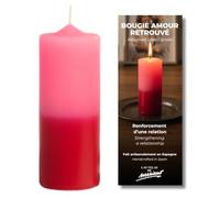 Bougie de prière Amour Retour - Bougie Rituelle Bicolore Rouge et Rose avec Prière 5,5 x 14 cm pour Rituels d'Amour