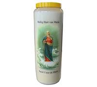 Bougie de prière en forme de cœur de Marie Novena, 18 x 7 cm, 100 % végétal, combustion 9 jours - 216 heures