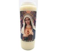 Bougie de prière en pot Novena 18 x 7 cm 100 % végétale Combustion 9 jours - 216 heures (Sacro Cœur de Marie)