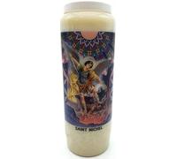Bougie de prière en pot Novena 18 x 7 cm 100 % végétale Combustion 9 jours - 216 heures (Saint Michel Arcangelo)