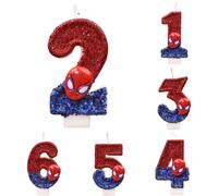 Bougie de super-héros SpiderMan, figurine amusante, motif de dessin animé mignon 0-9, bougie de fête d'anniversaire, décoration de gâteau, cadeau de fête pour enfants 6