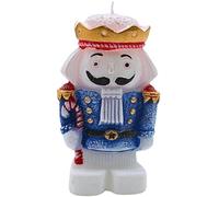 Bougie décorative en Forme de Casse-Noisette avec Couronne, Bougie de Noël, Motif Casse-Noisettes, Roi en Bleu, 4 x 6,5 x 11,5 cm.