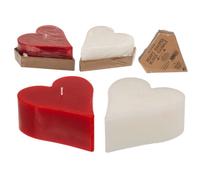 Bougie décorative en forme de cœur - En couleurs rouge ou blanc