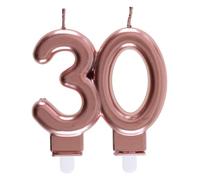 Santex Bougie d'anniversaire 30 ans – Rose gold métallique – Double pique, 2 mèches (9 x 7,5 cm)