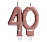 REF/6932 -Décoration gâteau anniversaire avec bougie 40 ans rose gold métallique (x1)