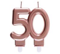 Santex Bougie d'anniversaire 50 ans – rose gold métallique (x1)