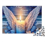 Bougie des Ailes des Anges Puzzle DIY 1000 Pièces Carton Extra-Épais pour Amateurs De Famille, Jeu Amusant, Belle Décoration, Cadeau D’Anniversaire Idéal pour Tous Âges 52x38cm/1000pcs