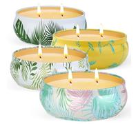 Bougie D'extérieur à La Citronnelle, 4 X 170 G de Grandes Bougies D'extérieur, Durée de Combustion de 260 H- Bougies Parfumées à La Citronnelle, pour Jardin, Camping, Pique-Nique, Durée