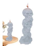 Bougie d'Halloween à trois têtes de mort | Statue squelette gothique - Bougie brûlable - Décoration d'Halloween pour fête d'automne, décoration de table d'intérieur