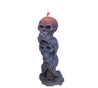 Bougie d'Halloween en forme de tête de mort, bougie « Hear No Evil See No Evil Speak » - Statue squelette brûlable - Bougies décoratives d'Halloween pour fête d'automne, décoration de table à la