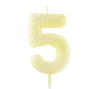 Bougie dorée jaune pailletée en forme de chiffre 5 pour décoration de gâteau d'anniversaire pour filles, garçons, femmes, anniversaires de mariage, fournitures de fête