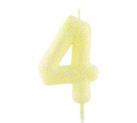 Bougie dorée jaune pailletée pour 4e anniversaire - Décoration de gâteau d'anniversaire pour filles, garçons, femmes - Fournitures de fête